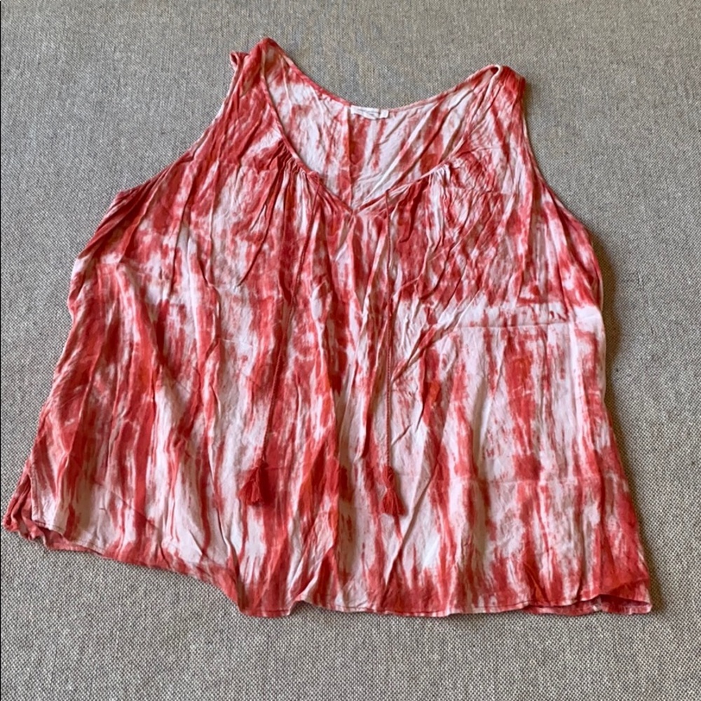 Beachlunchlounge rust and white tie dye tank 3X